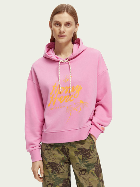 Scotch & Soda Rožnata ženska jopa s kapuco Scotch & Soda