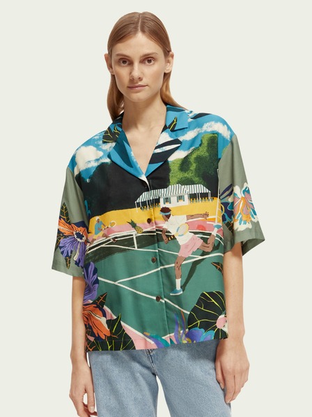 Scotch & Soda Zelena ženska majica z vzorcem Scotch & Soda