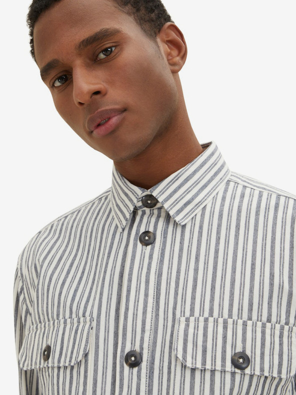 Tom Tailor Siva moška črtasta srajca Tom Tailor
