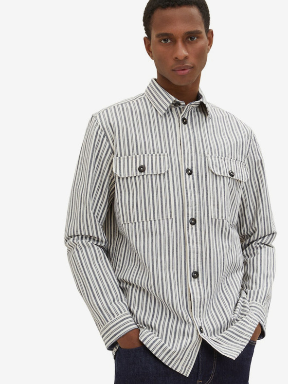 Tom Tailor Siva moška črtasta srajca Tom Tailor