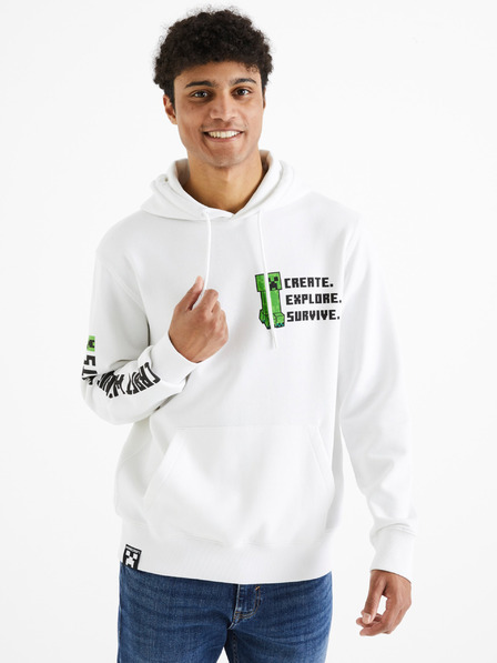 Celio Bela moška majica s kapuco Celio Minecraft