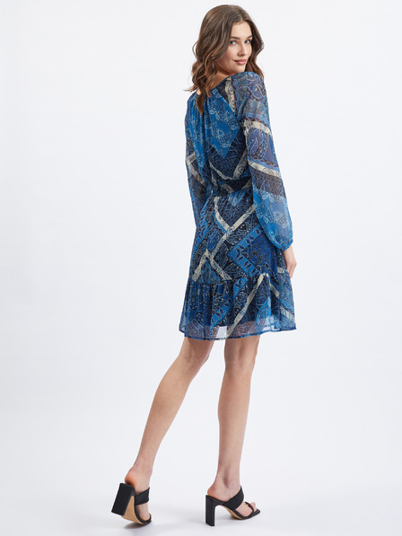 Orsay Temno modra ženska vzorčasta obleka ORSAY