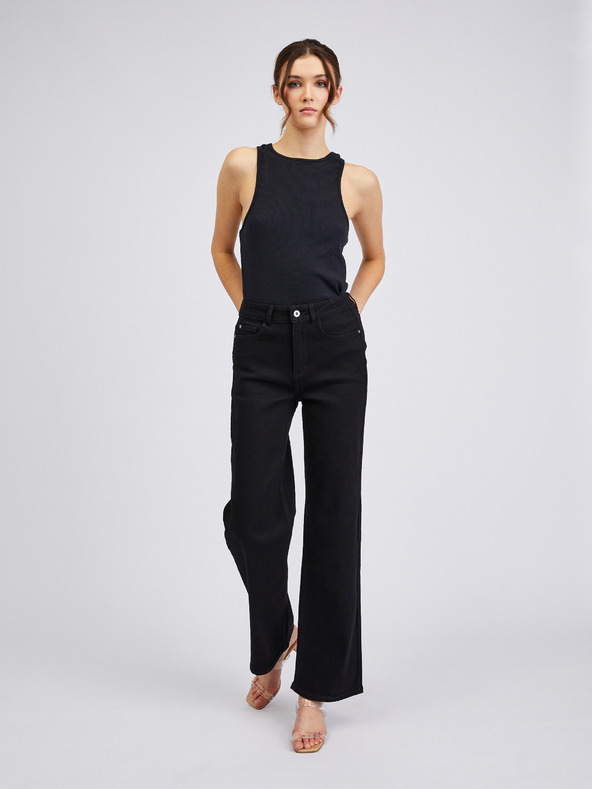 Orsay Črne ženske wide leg kavbojke ORSAY