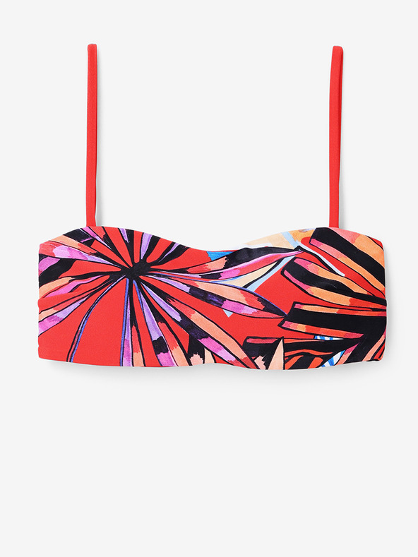 Desigual Desigual Playa rdeči ženski zgornji del kopalk z vzorcem