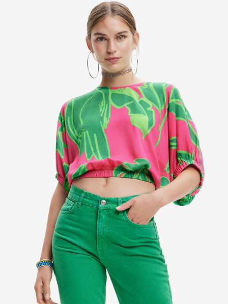 Desigual Zeleno-rožnati ženski top Desigual Garret
