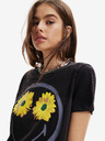 Desigual Črna Desigual Margarita Smiley majica za ženske