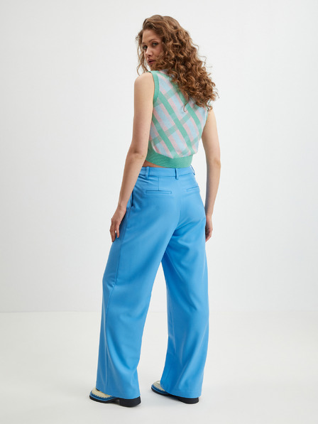 Tom Tailor Denim Modre ženske hlače s širokimi nogavicami Tom Tailor Denim
