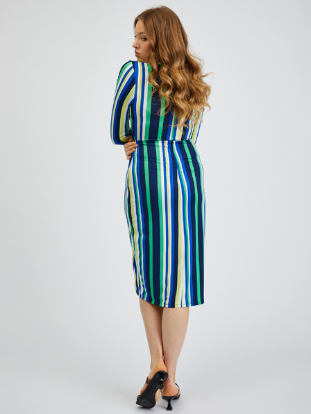 Orsay Zeleno-modra ženska črtasta obleka ORSAY