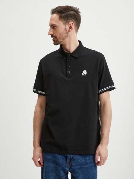 Karl Lagerfeld Črna moška polo majica KARL LAGERFELD