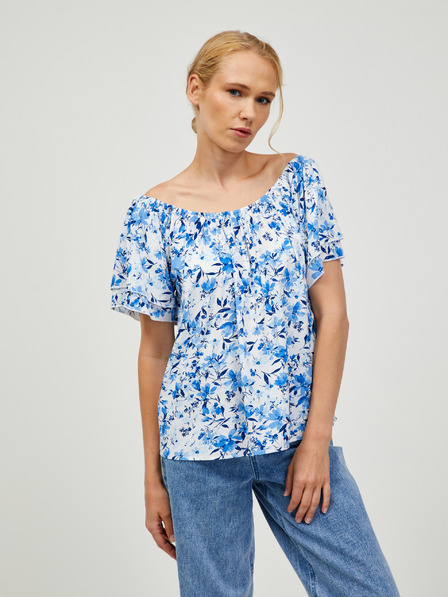 Orsay Belo-modra cvetlična bluza ORSAY