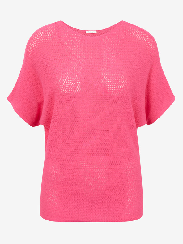 Orsay Temno rožnat lahek vzorčast pulover s kratkimi rokavi ORSAY