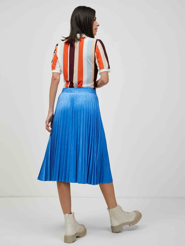 Orsay Oranžno-krem lahek črtast pulover s kratkimi rokavi ORSAY