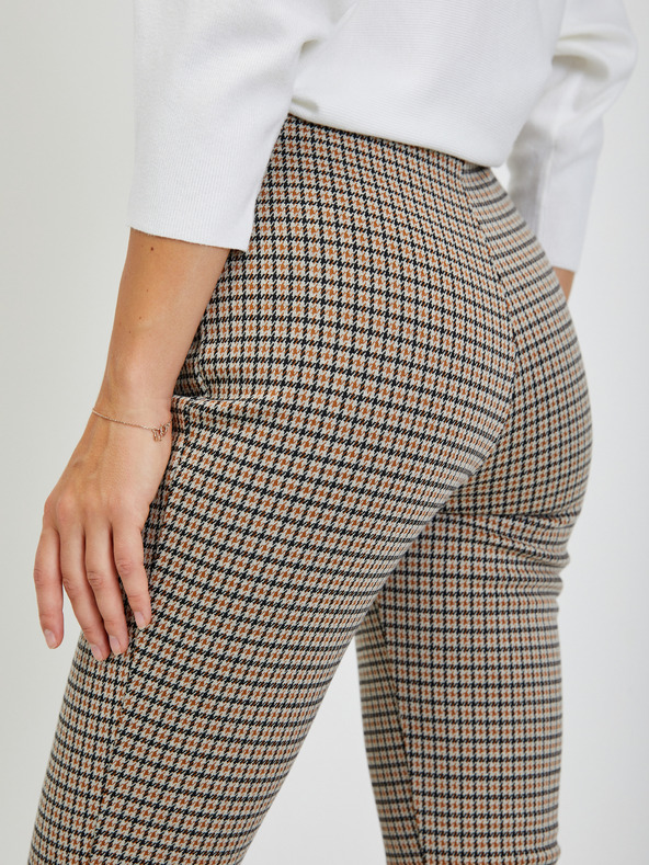 Orsay Bež ženske vzorčaste skrajšane hlače ORSAY