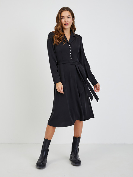 Orsay Črna ženska obleka z zavezovanjem ORSAY