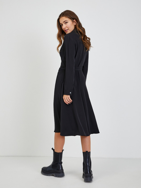 Orsay Črna ženska obleka z zavezovanjem ORSAY