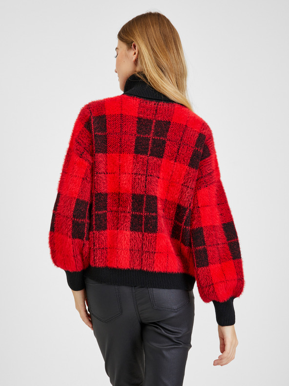 Orsay Črno-rdeč ženski karirast pulover ORSAY