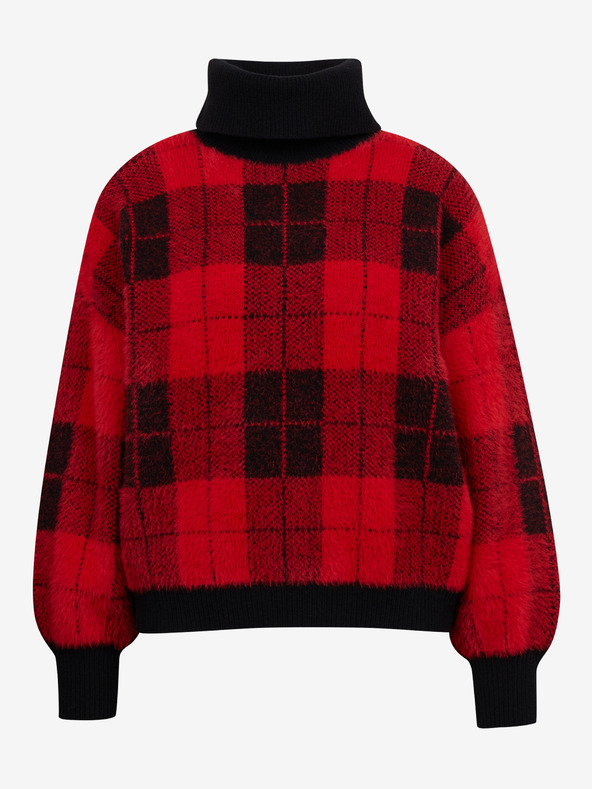 Orsay Črno-rdeč ženski karirast pulover ORSAY