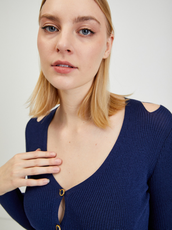 Orsay Temno moder ženski kardigan z izrezi ORSAY