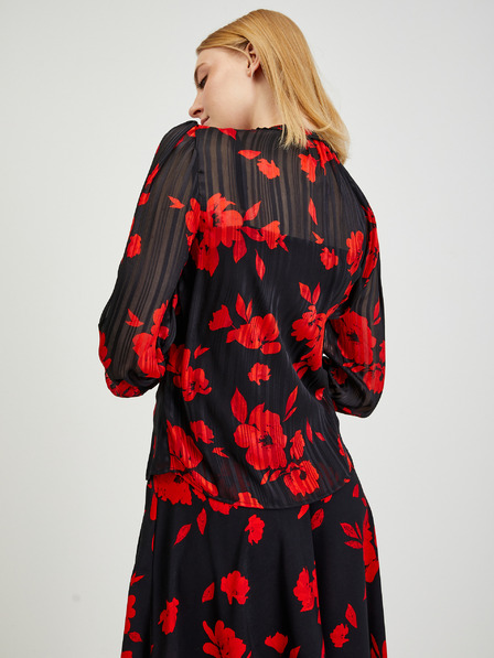 Orsay Rdeče-črna ženska cvetlična bluza ORSAY