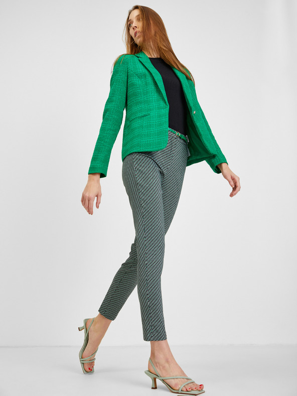 Orsay Črno-zelene ženske vzorčaste hlače ORSAY