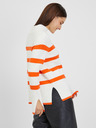 Orsay Oranžno-bel ženski črtast pulover ORSAY