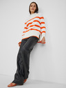 Orsay Oranžno-bel ženski črtast pulover ORSAY