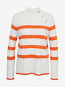 Orsay Oranžno-bel ženski črtast pulover ORSAY