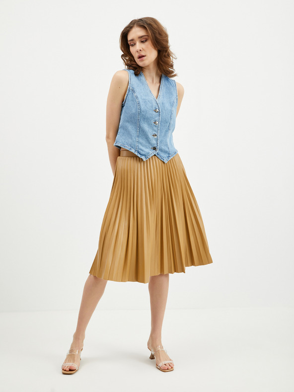 Orsay Svetlo rjavo žensko plisirano krilo iz umetnega usnja ORSAY