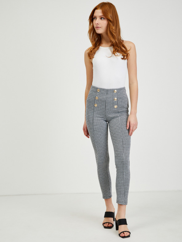 Orsay Belo-črne ženske vzorčaste hlače ORSAY