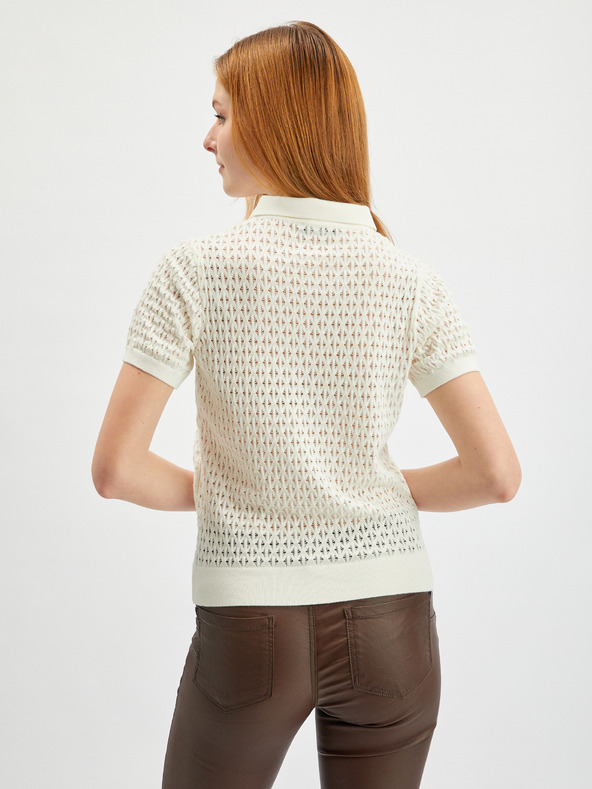 Orsay Kremast ženski vzorčast pulover s kratkimi rokavi ORSAY