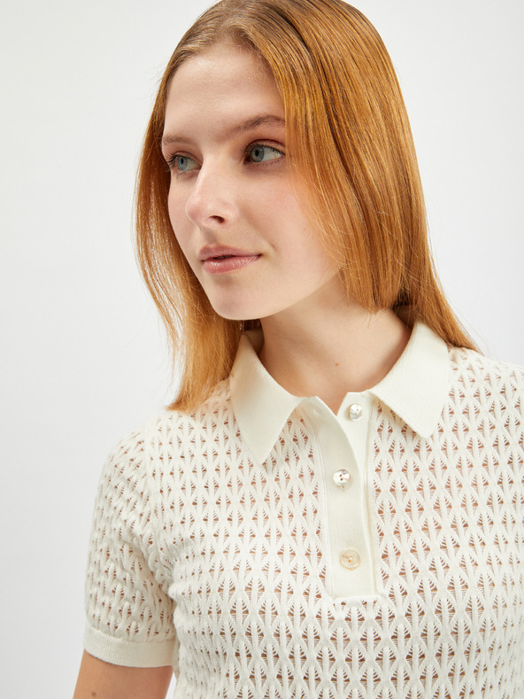 Orsay Kremast ženski vzorčast pulover s kratkimi rokavi ORSAY