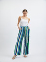 Orsay Zeleno-modre ženske črtaste široke hlače ORSAY