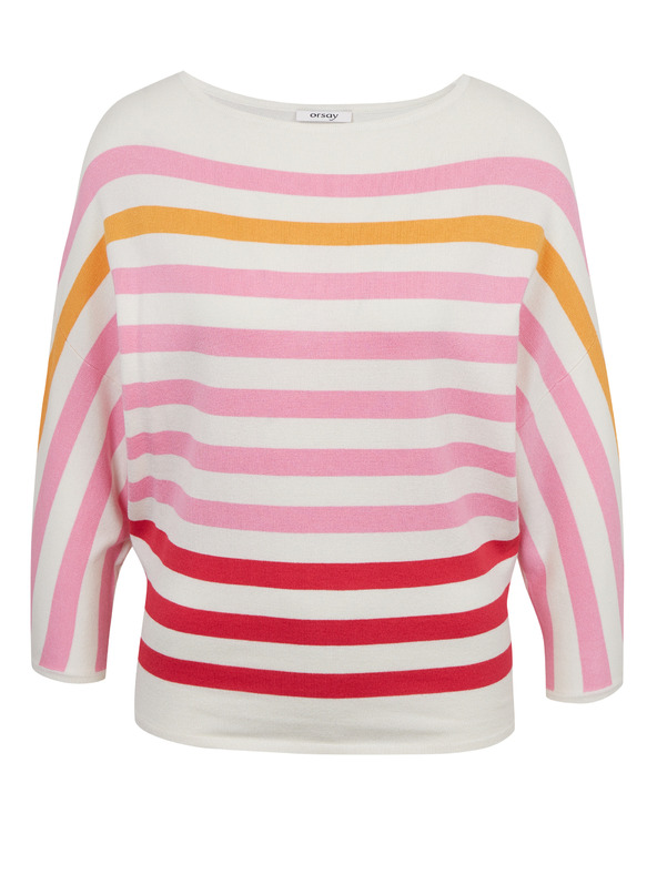 Orsay Rožnato-kremni prugasti pulover za ženske ORSAY