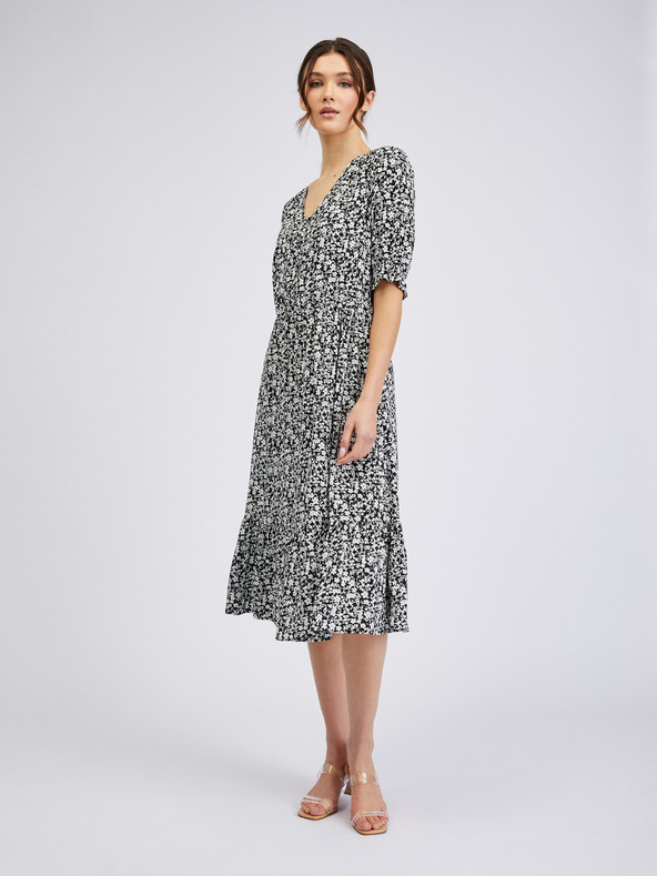 Orsay Belo-črna ženska cvetlična obleka ORSAY