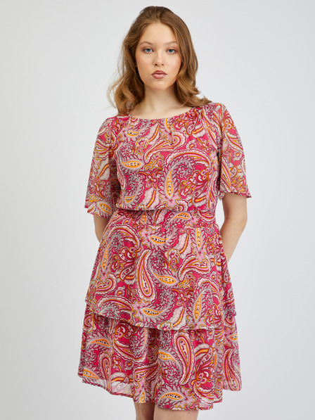 Orsay Rdeče-rožnata ženska vzorčasta obleka ORSAY