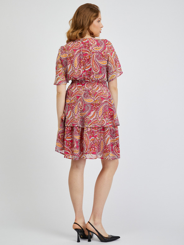 Orsay Rdeče-rožnata ženska vzorčasta obleka ORSAY