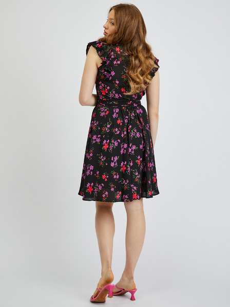 Orsay Črna ženska cvetlična obleka ORSAY