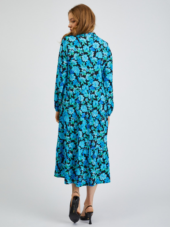 Orsay Črno-modra ženska vzorčasta obleka ORSAY