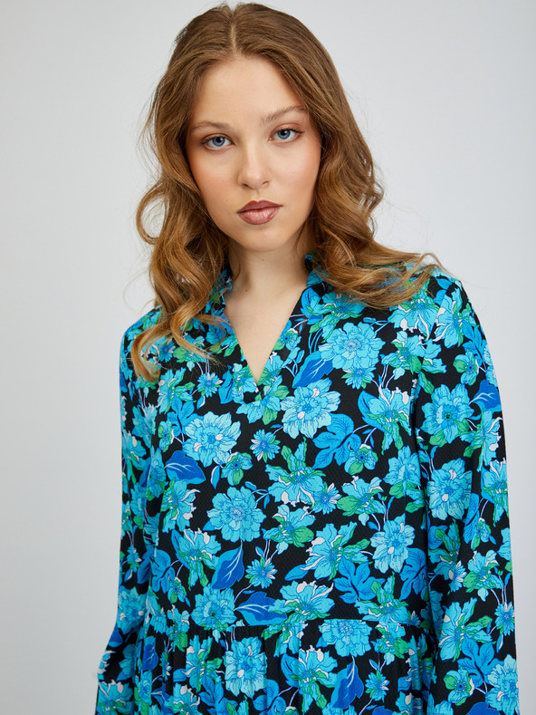 Orsay Črno-modra ženska vzorčasta obleka ORSAY