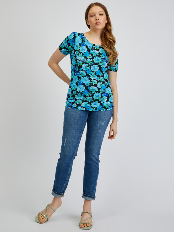 Orsay Modro-črna ženska cvetlična majica ORSAY