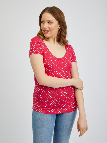 Orsay Temno rožnata ženska pikčasta majica ORSAY