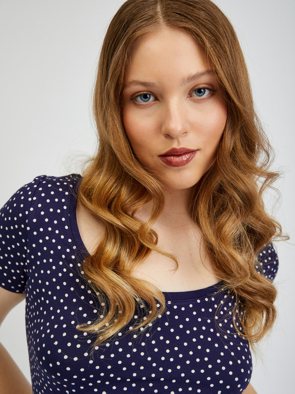 Orsay Temno modra ženska pikčasta majica ORSAY