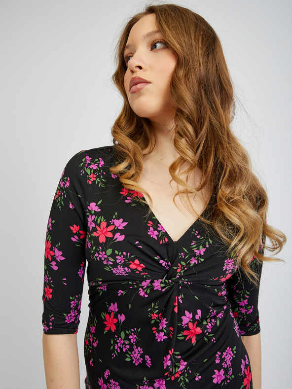 Orsay Črna ženska cvetlična obleka ORSAY