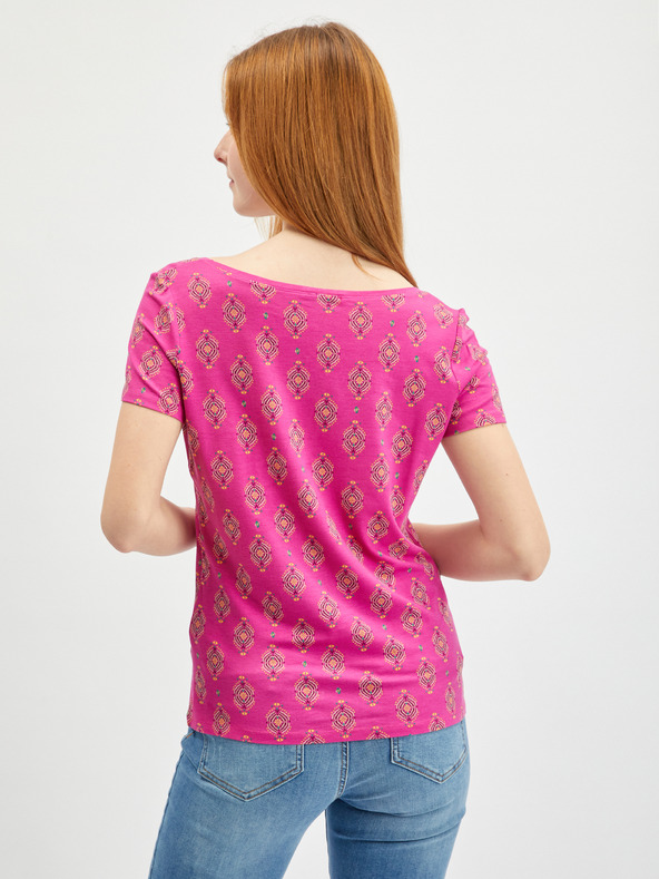 Orsay Temno rožnata ženska vzorčasta majica ORSAY