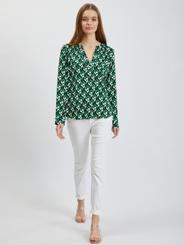 Orsay Belo-zelena ženska vzorčasta bluza ORSAY