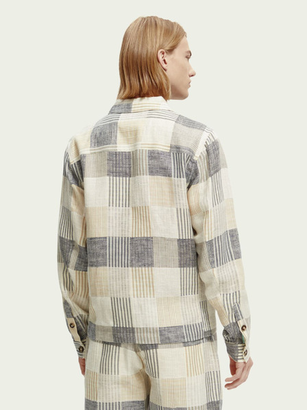 Scotch & Soda Scotch & Soda sivo-smetanova moška platnena karirasta srajčna jakna