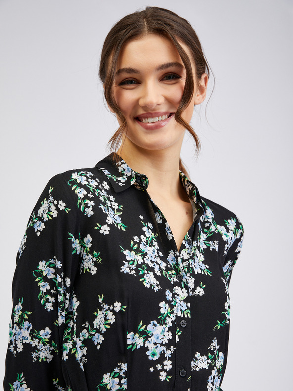 Orsay Črna ženska cvetlična obleka ORSAY