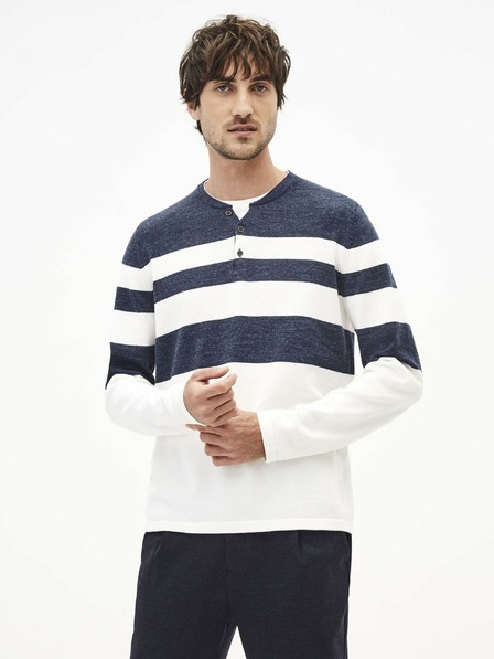 Celio Belo-modri črtasti moški pulover Celio