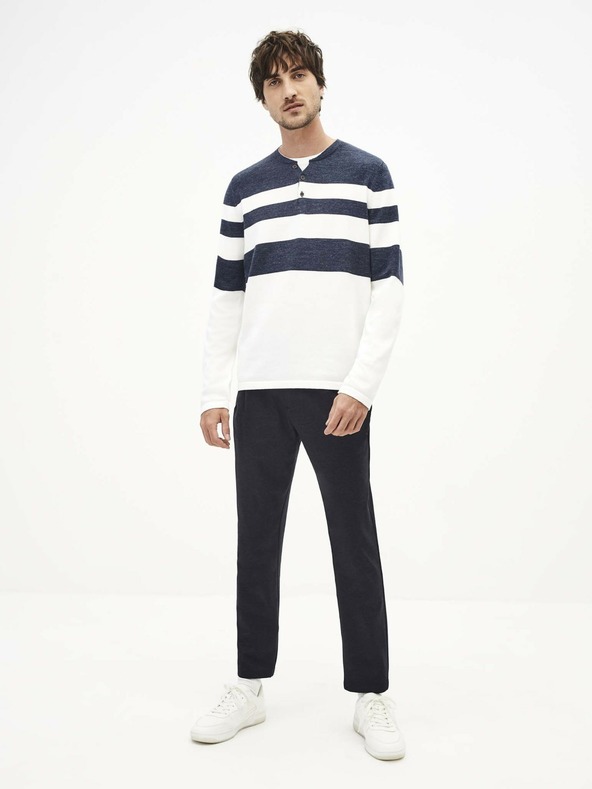 Celio Belo-modri črtasti moški pulover Celio