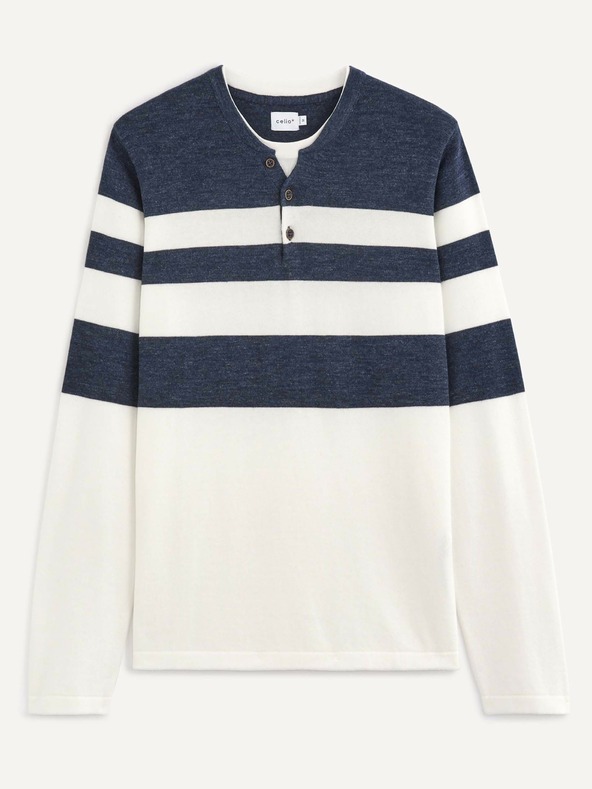 Celio Belo-modri črtasti moški pulover Celio